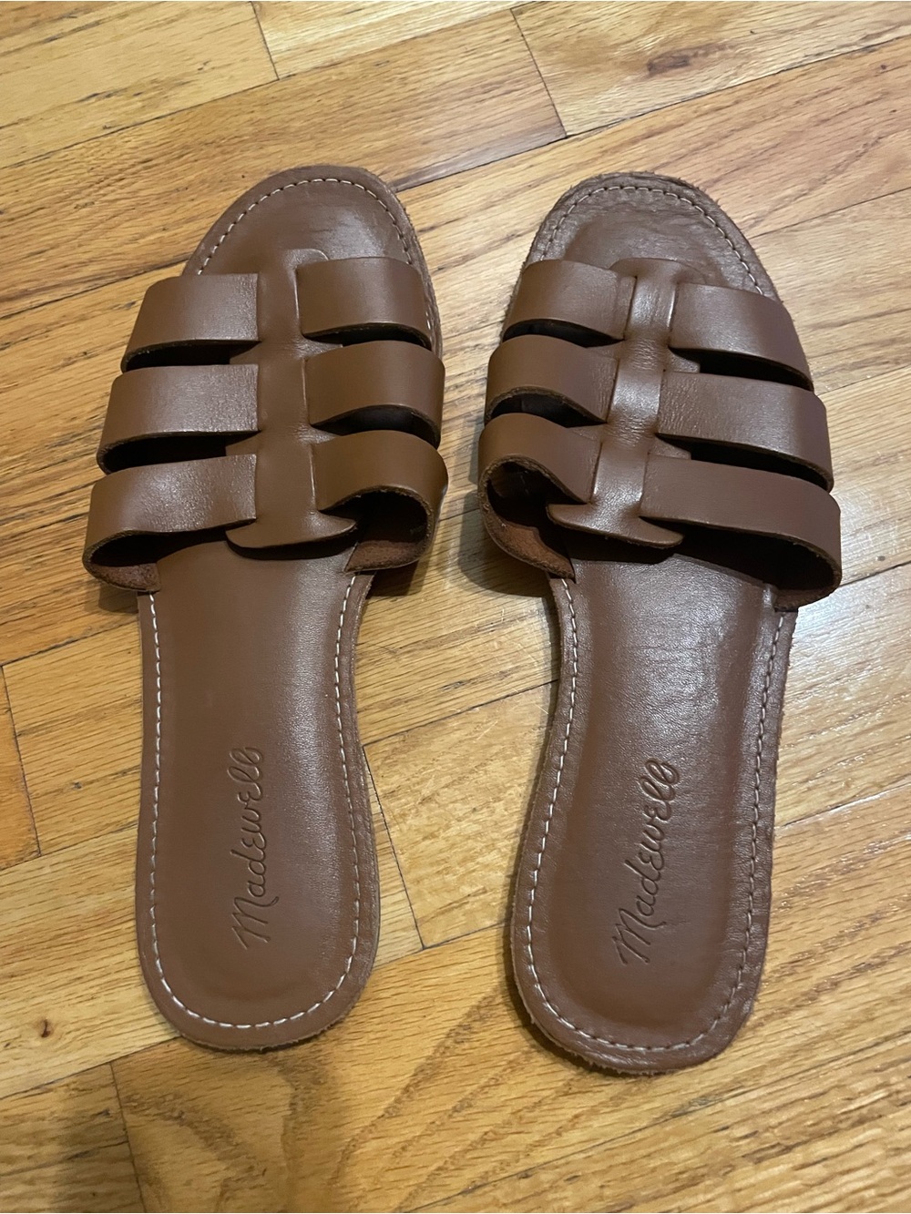 Madewell Brown Leather Slide Sandals